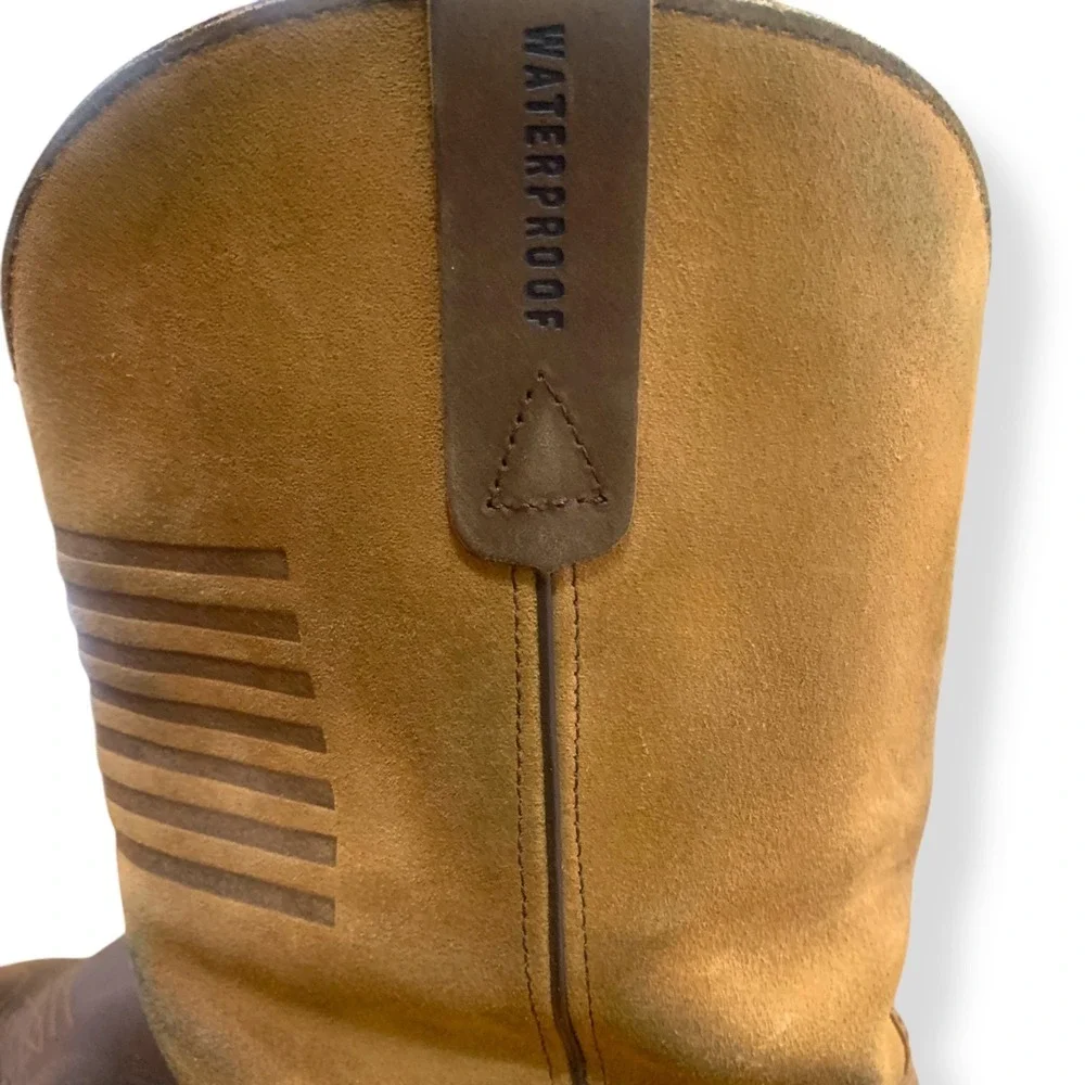 Thorough Bred Mens Work Boots 13D Brown Leather Steel Toe American Flag Made USA